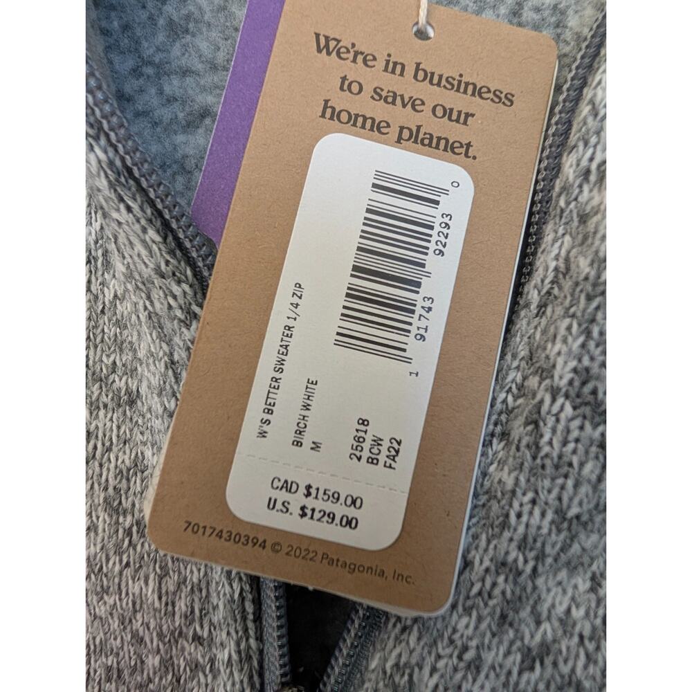 Patagonia Better Sweater Womens M Gray Long Sleeve 1/4 Zip Pullover 25618 NWT - Picture 6 of 6